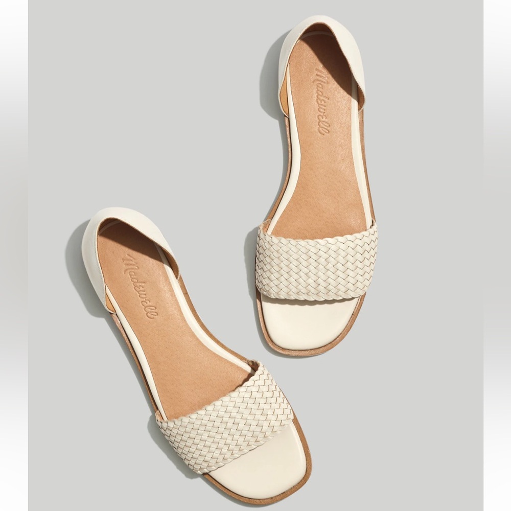 Madewell Cream Braided Leather D'Orsay Flats